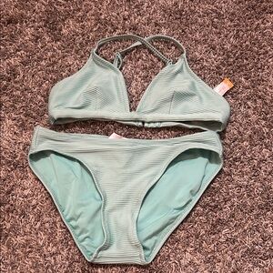No Boundaries Light Mint Ribbed Bikini Set
